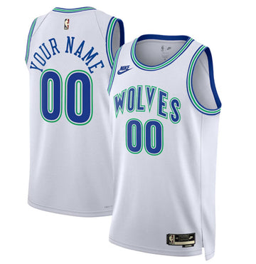 Custom Minnesota Timberwolves white Classic jersey
