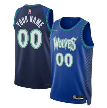 Custom Minnesota Timberwolves blue-navy City Edition jersey