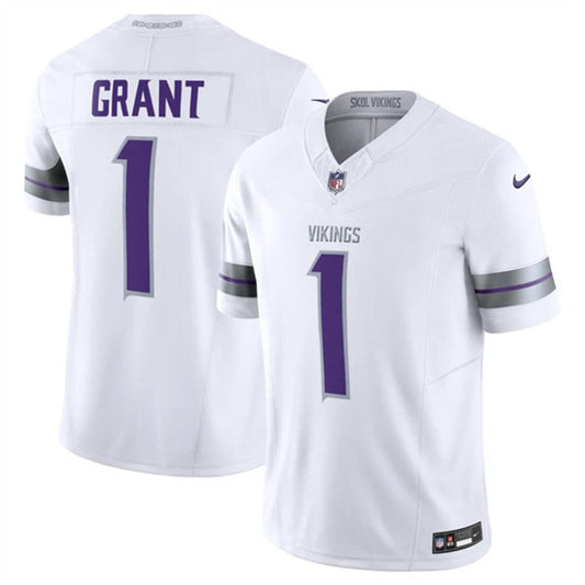 Minnesota Vikings #1 Bud Grant White FUSE Winter Warrior Jersey