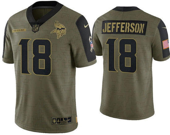 Justin Jefferson Minnesota Vikings olive Salute To Service jersey