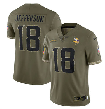 Justin Jefferson Minnesota Vikings olive Salute To Service jersey
