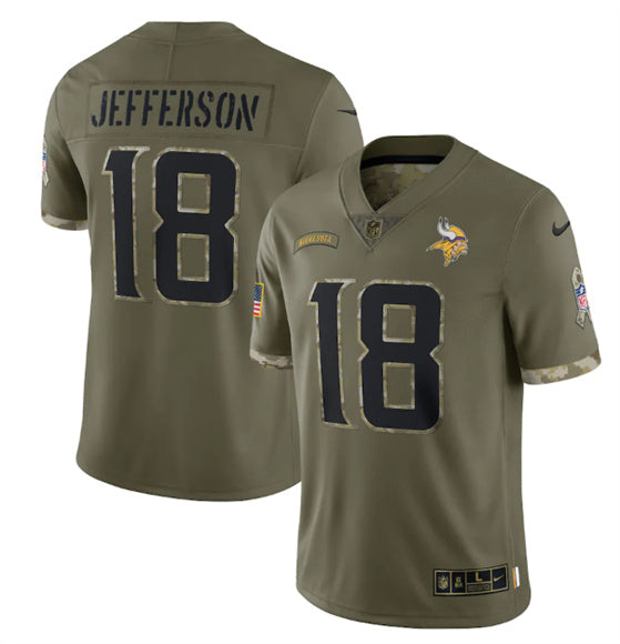 Justin Jefferson Minnesota Vikings olive Salute To Service jersey