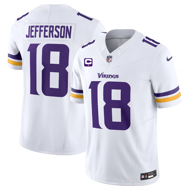 Minnesota Vikings #18 Justin Jefferson White 2023 FUSE With 1-Star C Patch Jersey