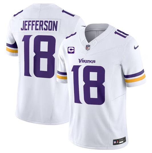 Minnesota Vikings #18 Justin Jefferson White 2023 FUSE With 1-Star C Patch Jersey