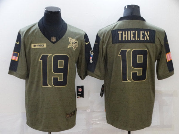Adam Thielen Minnesota Vikings olive Salute To Service jersey