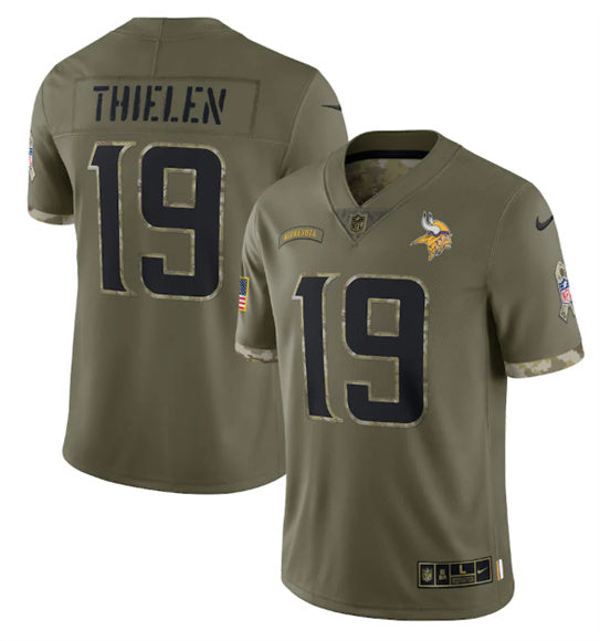 Adam Thielen Minnesota Vikings olive Salute To Service jersey