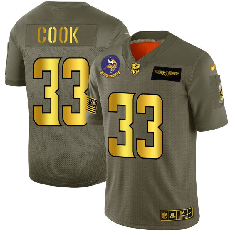 Dalvin Cook Minnesota Vikings olive-gold Salute To Service jersey