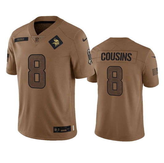 Minnesota Vikings #8 Kirk Cousins 2023 Brown Salute To Service Jersey