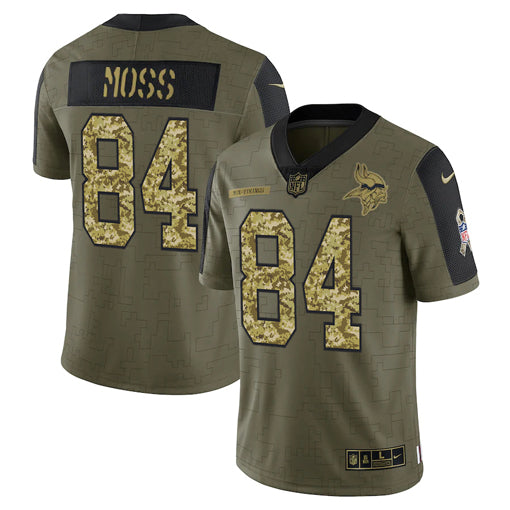 Randy Moss Minnesota Vikings olive Salute To Service jersey