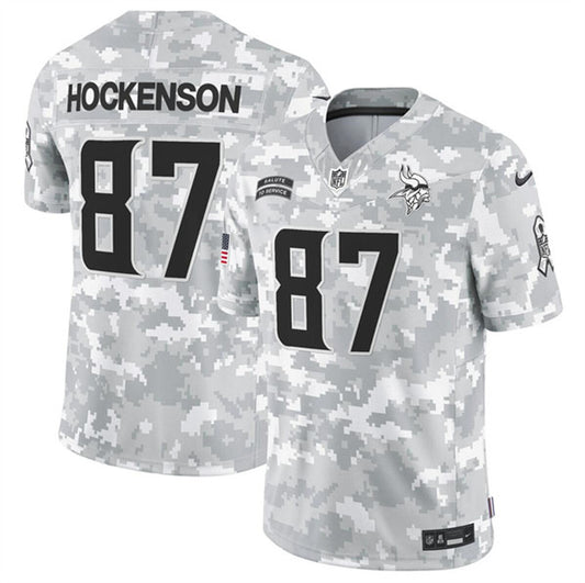 Minnesota Vikings #87 TJ Hockenson Arctic Camo 2024 FUSE Salute to Service Jersey