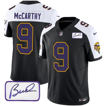 JJ McCarthy Minnesota Vikings black-white FUSE jersey