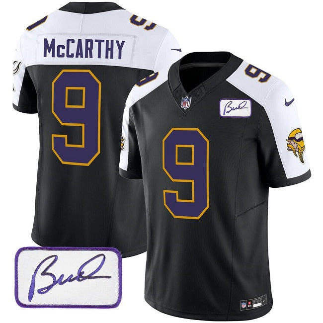 JJ McCarthy Minnesota Vikings black-white FUSE jersey