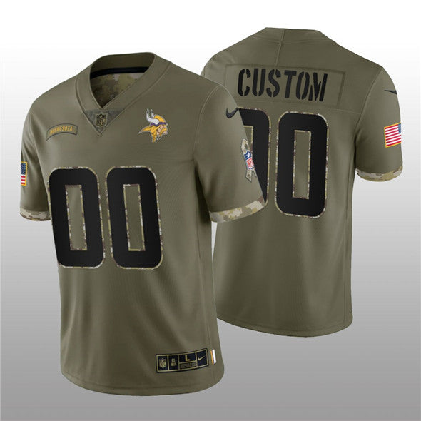 Custom Minnesota Vikings olive Salute To Service jersey