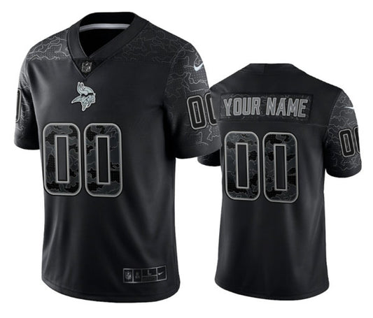 Minnesota Vikings Custom Black Reflective Jersey