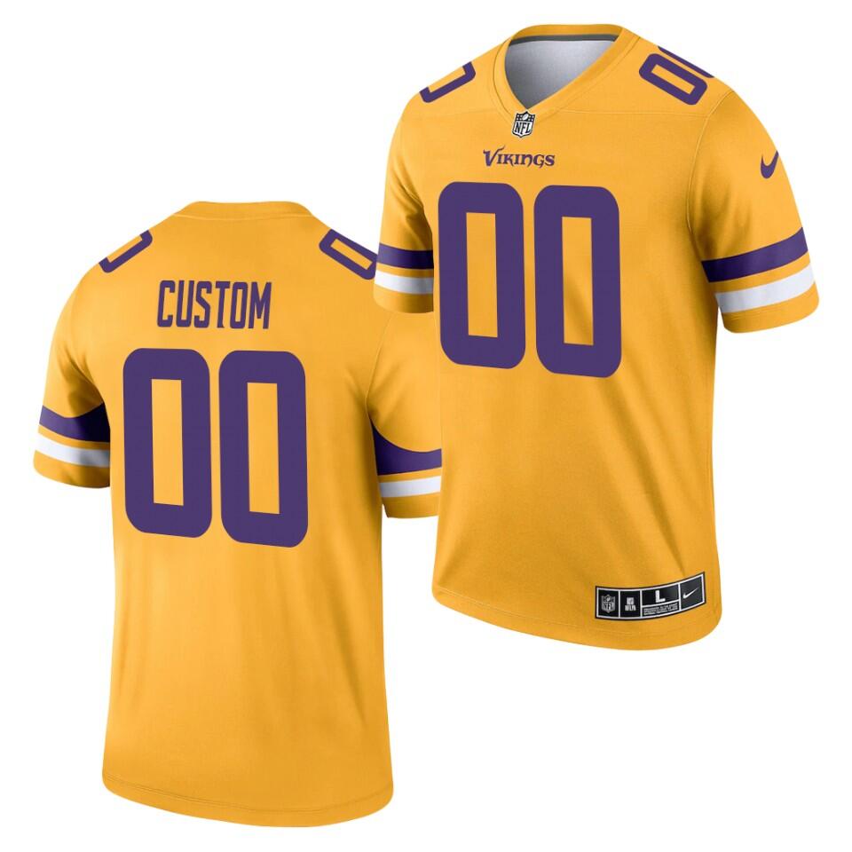 Custom Minnesota Vikings gold Inverted Legend jersey