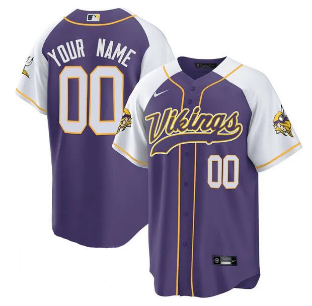 Custom Minnesota Vikings purple-white jersey