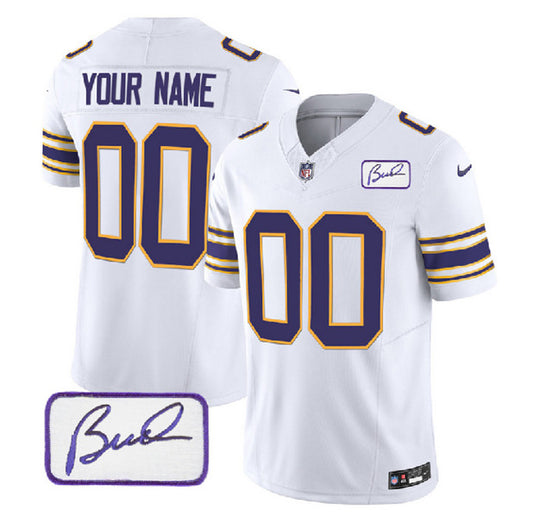 Minnesota Vikings Custom White 2023 FUSE Bud Grant patch Jersey