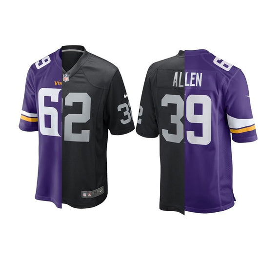 Minnesota Vikings & Raiders Customized Purple-Black Split Jersey