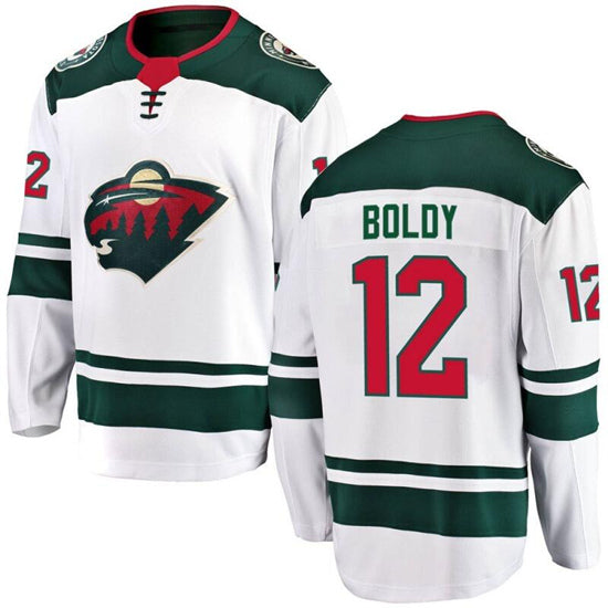 Matthew Boldy Minnesota Wild white Away jersey