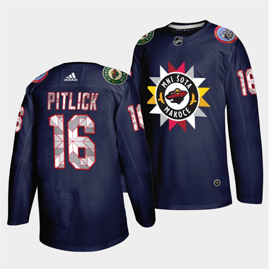 Rem Pitlick Minnesota Wild navy Heritage jersey