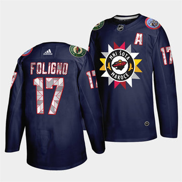 Marcus Foligno Minnesota Wild navy Heritage jersey