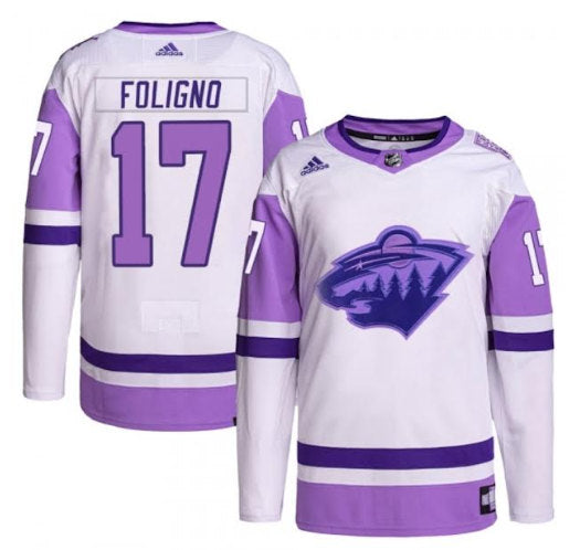 Marcus Foligno Minnesota Wild white-purple jersey
