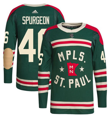 Jared Spurgeon Minnesota Wild green Winter Classic jersey