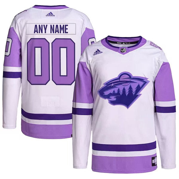 Custom Minnesota Wild white-purple jersey