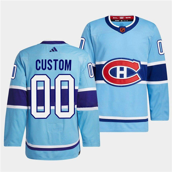 Custom Montreal Canadiens blue Reverse Retro jersey