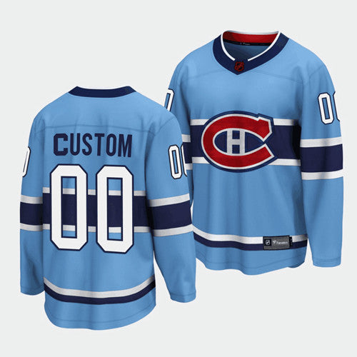 Custom Montreal Canadiens blue Reverse Retro jersey