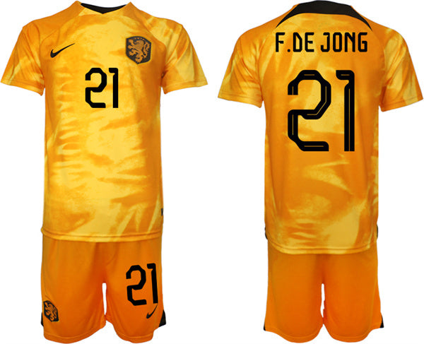 F De Jong Netherlands National Team orange Home jersey