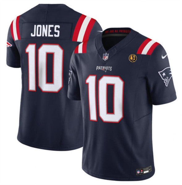 Mac Jones New England Patriots navy FUSE jersey