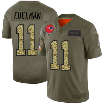 Julian Edelman New England Patriots olive-camo Salute To Service jersey
