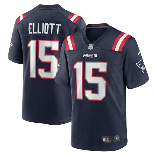 New England Patriots #15 Ezekiel Elliott Navy Game Jersey