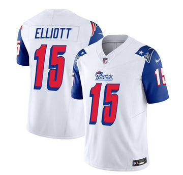 Ezekiel Elliott New England Patriots white-blue FUSE jersey