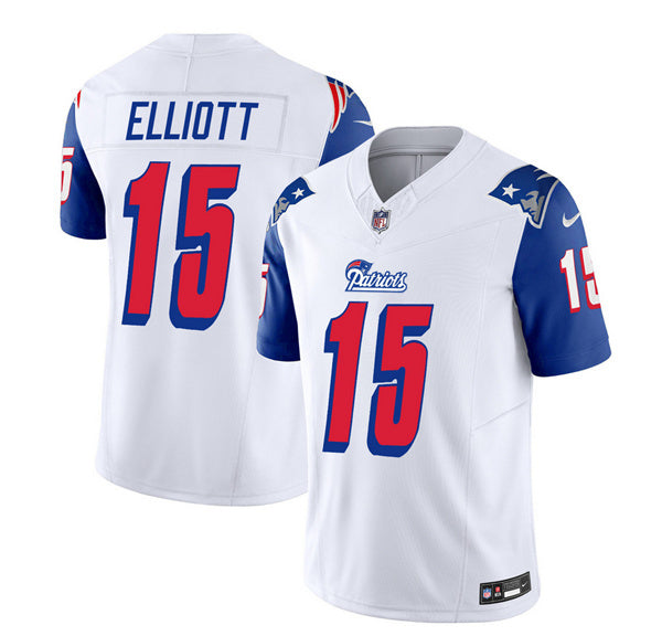 Ezekiel Elliott New England Patriots white-blue FUSE jersey