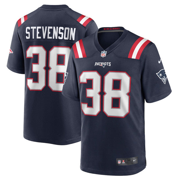 Rhamondre Stevenson New England Patriots navy Game jersey