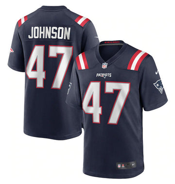 Jakob Johnson New England Patriots navy jersey
