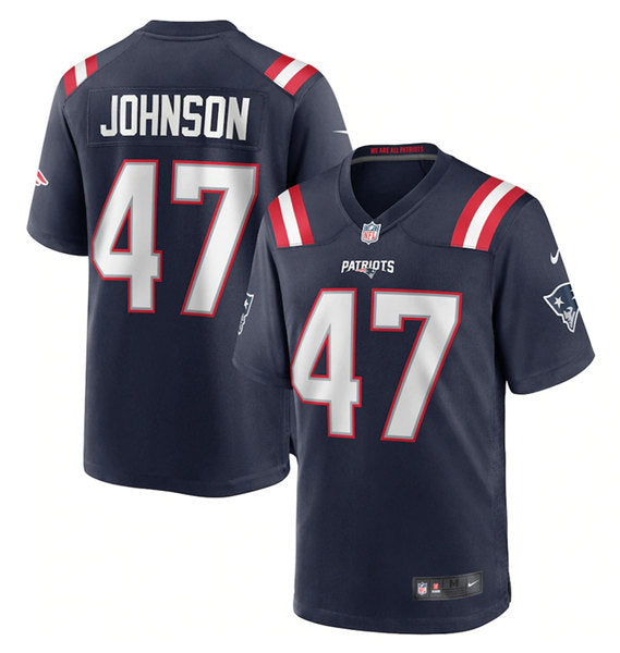 Jakob Johnson New England Patriots navy jersey