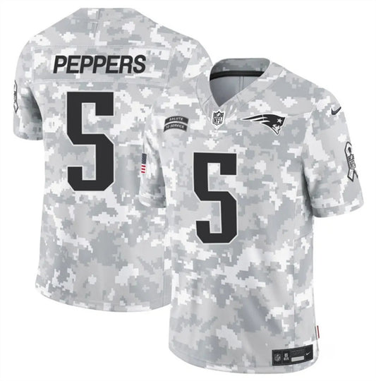 New England Patriots #5 Jabrill Peppers 2024 FUSE Arctic Camo Salute to Service Jersey