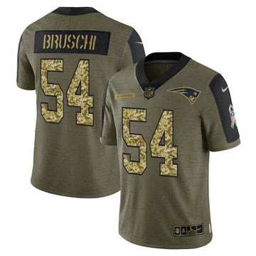Tedy Bruschi New England Patriots olive Salute To Service jersey