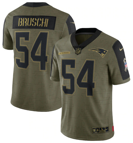 Tedy Bruschi New England Patriots olive Salute To Service jersey