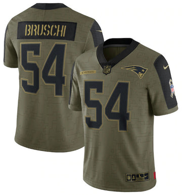 Tedy Bruschi New England Patriots olive Salute To Service jersey