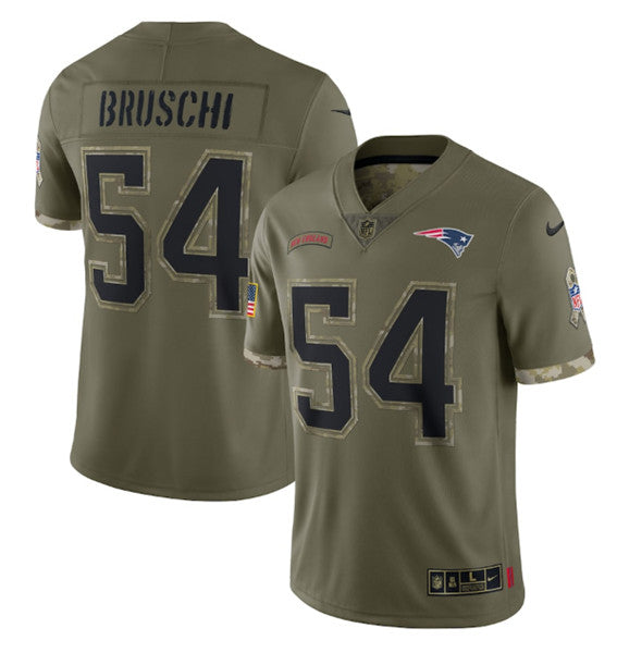 Tedy Bruschi New England Patriots olive Salute To Service jersey