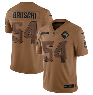 Tedy Bruschi New England Patriots brown Salute To Service jersey