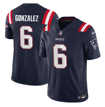 Christian Gonzalez New England Patriots navy FUSE jersey