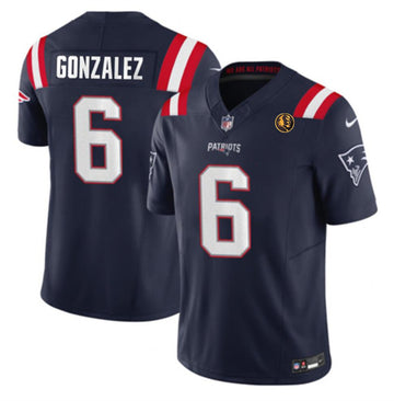 Christian Gonzalez New England Patriots navy FUSE jersey