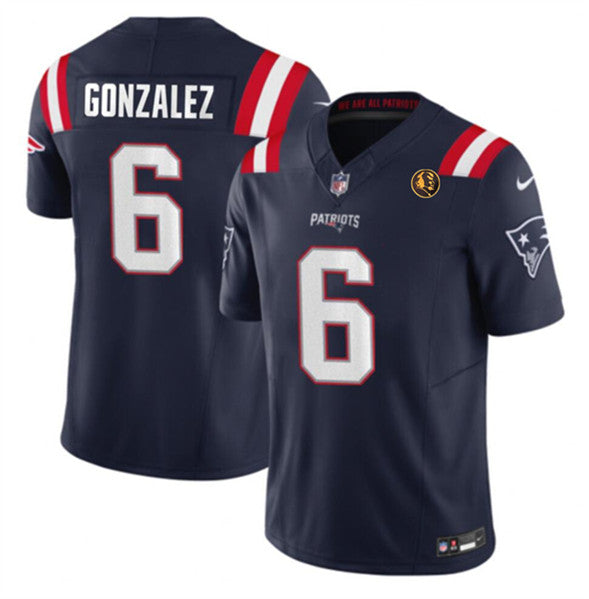 Christian Gonzalez New England Patriots navy FUSE jersey