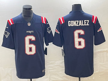 Christian Gonzalez New England Patriots navy jersey