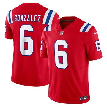 Christian Gonzalez New England Patriots red FUSE jersey